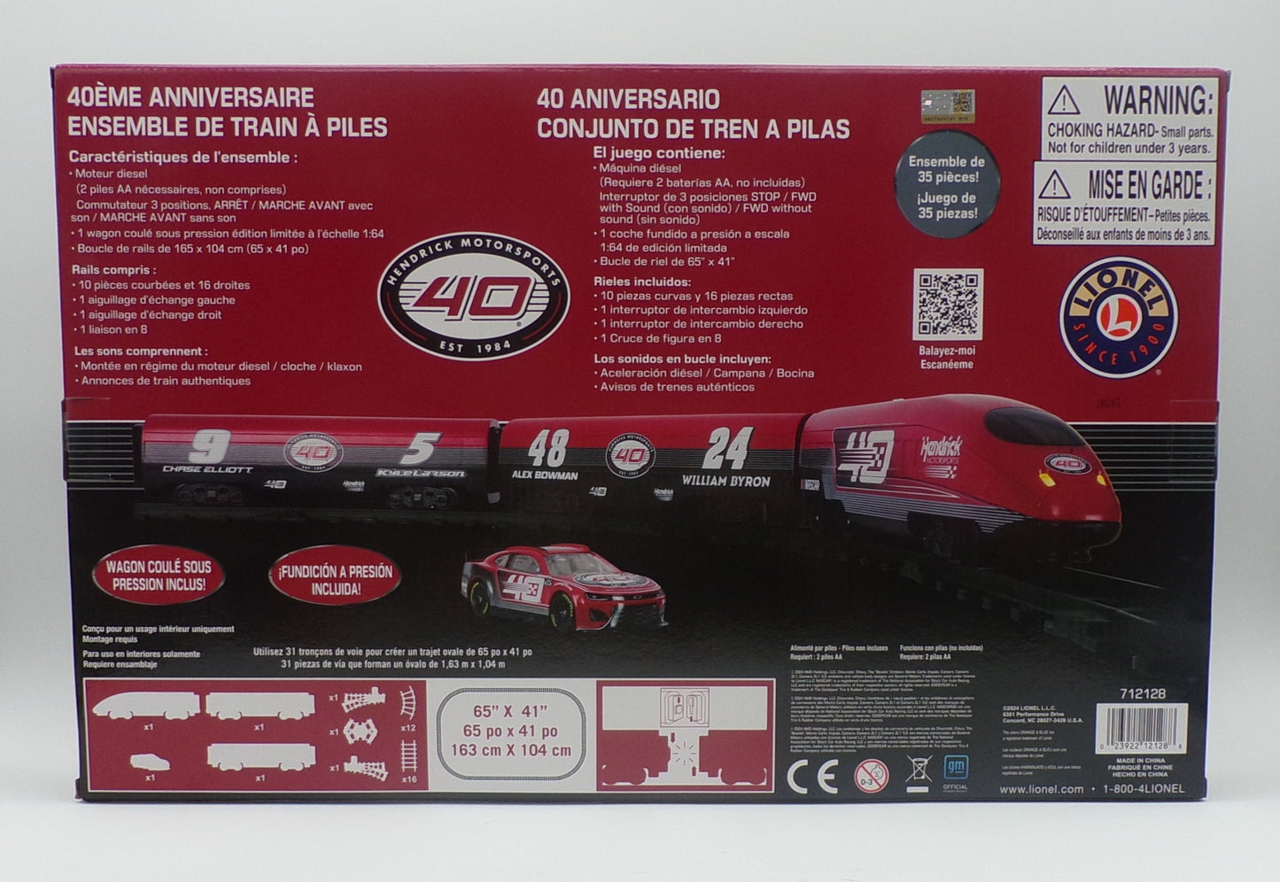 Item AC25-038 - Hendrick Motorsports 40th Anniversary Mini Ready to Play Train Set w/added value 1:64 Nascar Diecast