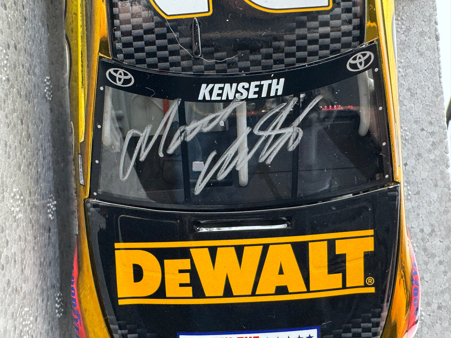 Item F877 - Matt Kenseth #20 DeWALT Patriotic 2015 Camry ARC Color Chrome **Autographed**