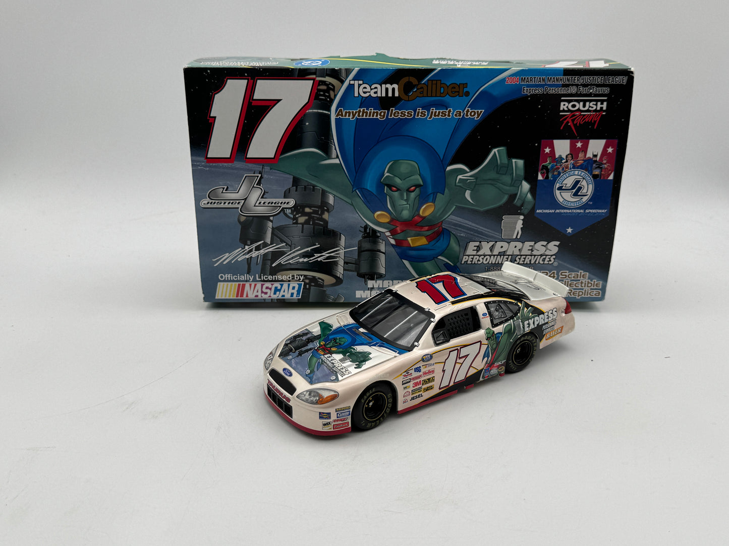 Item F997 - Matt Kenseth #17 Martian Manhunter Justice League Express Personnel 2004 Ford Taurus Pearl