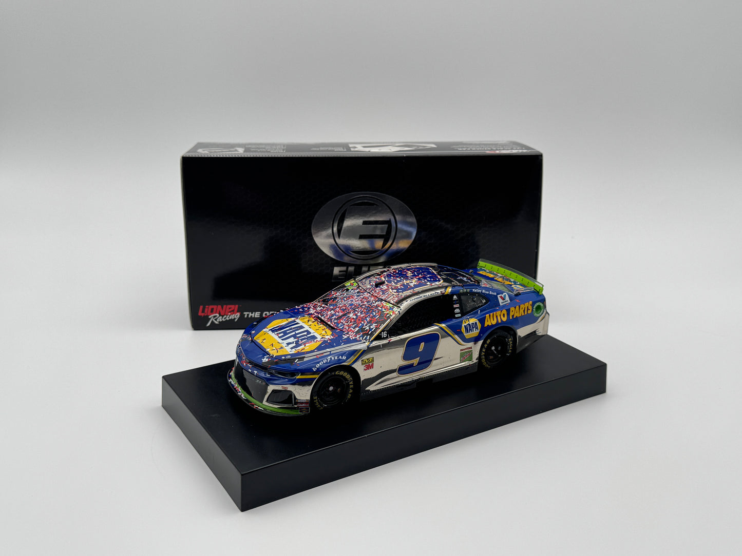 Item G627 - **Din 3** Chase Elliott #9 NAPA Auto Parts Charlotte Win 2019 Camaro ZL1 Elite Color Chrome **Autographed**