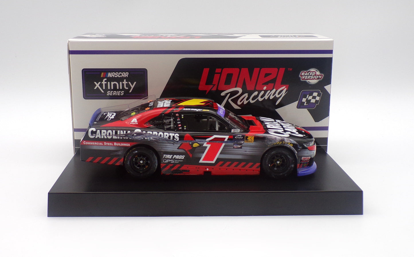 Item AC25-133 - Sam Mayer 2024 Carolina Carports Texas 4/13 Race Win 1:24 Nascar Diecast - FOIL NUMBER CAR - Xfinity Series