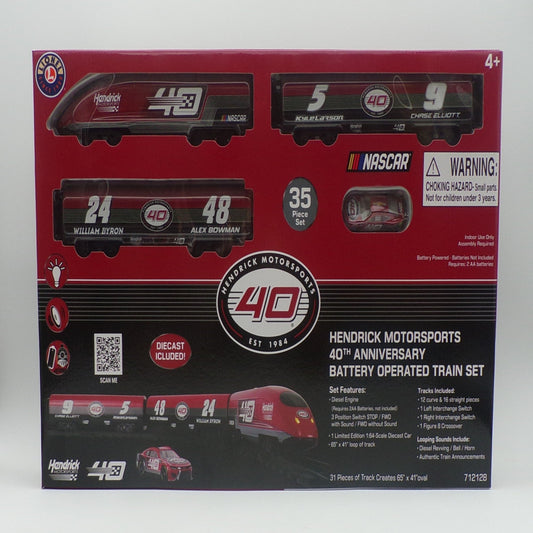 Item AC25-038 - Hendrick Motorsports 40th Anniversary Mini Ready to Play Train Set w/added value 1:64 Nascar Diecast