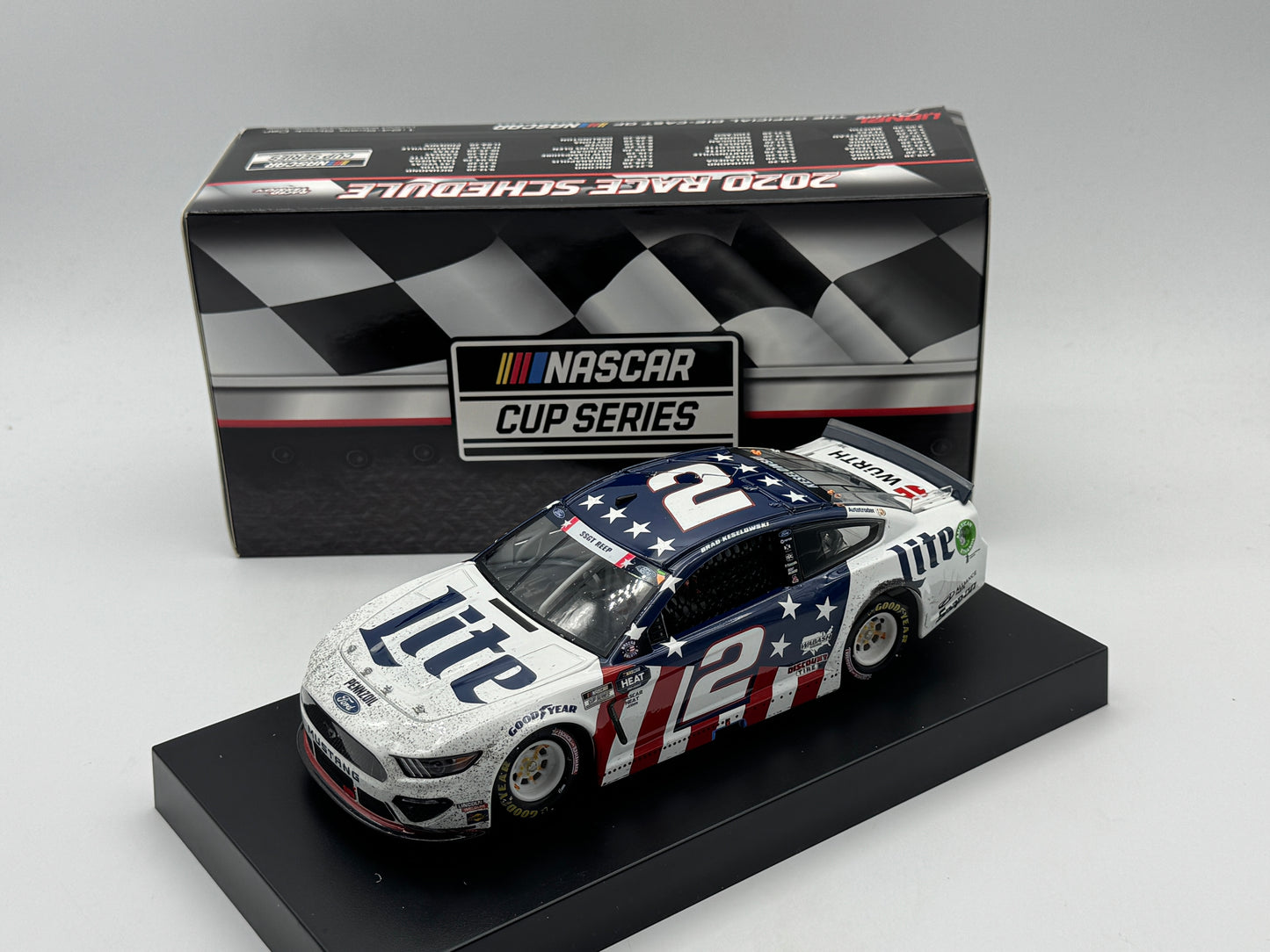 Item J222 - BRAD KESELOWSKI #2 Miller Lite Patriotic Charlotte Win 2020 Mustang
