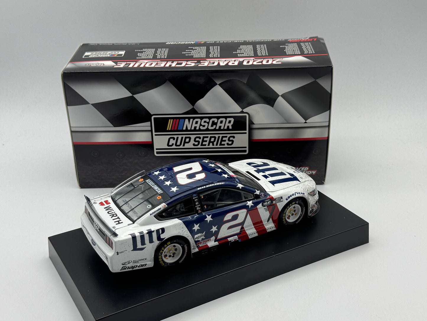 Item J222 - BRAD KESELOWSKI #2 Miller Lite Patriotic Charlotte Win 2020 Mustang